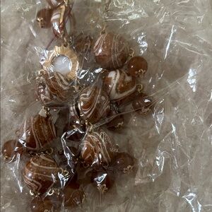 Bubble Brown and White Swirl Necklace and Earrings